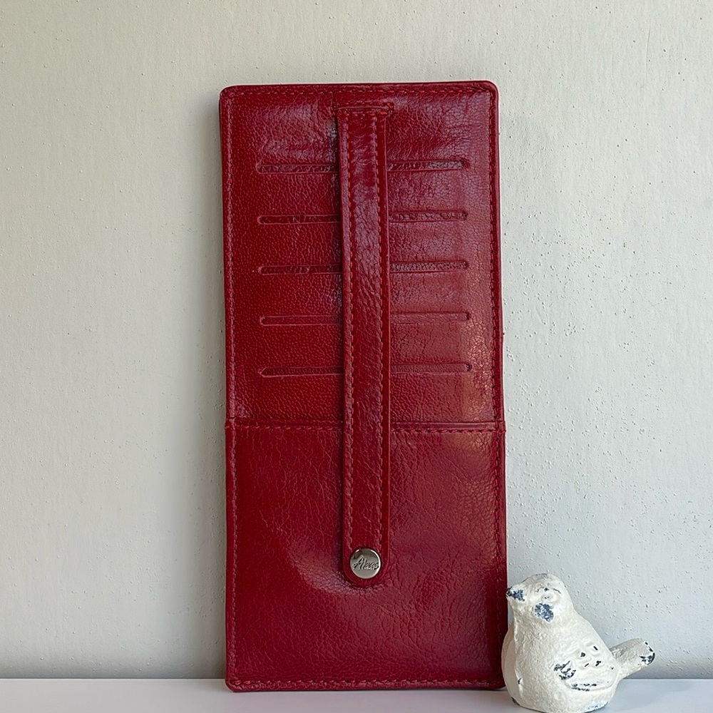 ABAS Red Genuine Leather Long Card Case